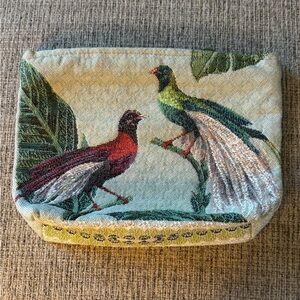 Yves Delorme Iosis cotton bird design tapestry small tote bag